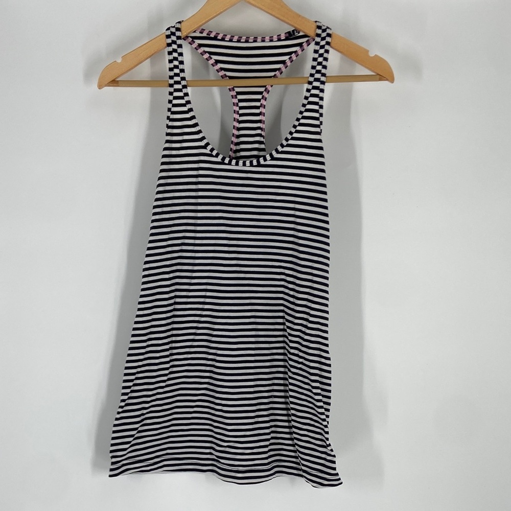 Lululemon Black and White Striped Tank Top Size M Gently Used